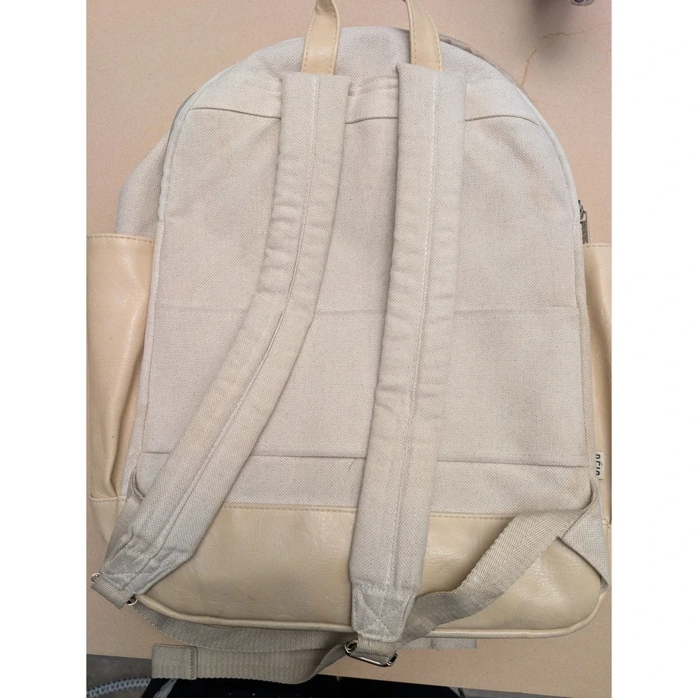READ* BEIS The Travel Backpack Beige Canvas Commuter Bag Carry On FLAWED*